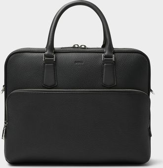 BOSS Mens Black genuine leather briefcase