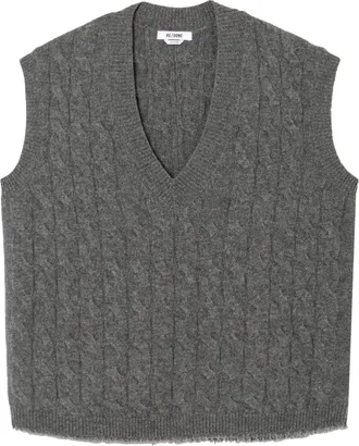 Re/Done cable-knit cashmere vest - women - Cashmere - S - Grey