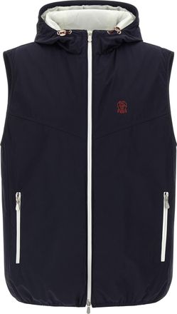 Brunello Cucinelli Blue Polyamide Sleeveless Mens Jacket