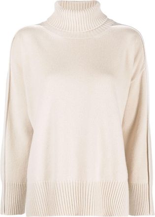 Lorena Antoniazzi piped-trim roll-neck jumper - women - Virgin Wool/Cashmere/Silk - 44 - Neutrals