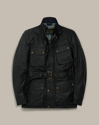Belstaff Giacca Iconica Trialmaster Uomo Cotone Cerato Blu Navy Scuro 44
