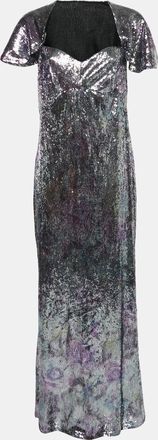 Ingie Paris Purple/silver Sequin Sweetheart Neck Gown