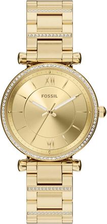 Fossil Womens Carlie Gold Dial Watch