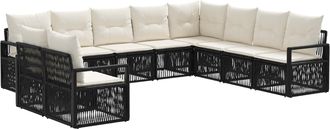 vidaXL Conjunto De Sof&aacute;s De Jard&iacute;n 10 Uds. Negro Rat&aacute;n Sint&eacute;tico Vidaxl