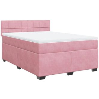vidaXL Cama Box Spring Con Colch&oacute;n Terciopelo Rosa Oscuro 140x200 Cm Vidaxl