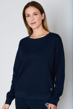 Joop Sweatshirt JOOP Comfort, Damen, Gr. 36, blau, Obermaterial: 80% Baumwolle, 20% Elasthan, unifarben, loose fit h&uuml;ftlang, Rundhals, Sweatshirts Sweatshi