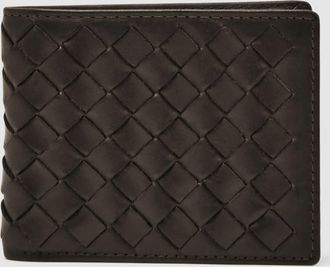 Reiss Dark Brown Leather Large Lattice-effect Wallet