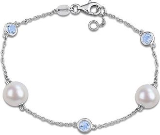 Rina Limor Silver 0.90 Ct. Tw. Gemstone & 8.5-9Mm Pearl Bracelet