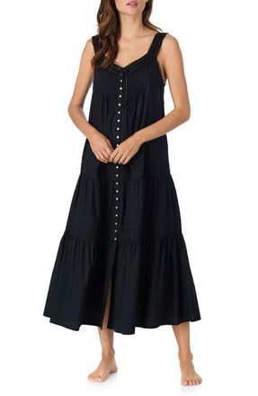 Eileen West Ballet Sleeveless Cotton Nightgown in Black at Nordstrom, Size Xx-Small