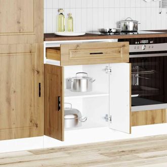 Berkfield Home Kitchen Base Cabinet&not;Porto Artisan Oak Engineered Wood in Brown