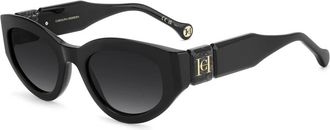 Carolina Herrera Ovale Zonnebril - Dames - Zonnebrillen - Zwart - 52 MM - Accessoires