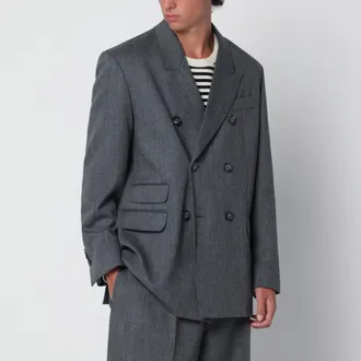 Ami Blazer doppiopetto grigio carbone in lana vergine