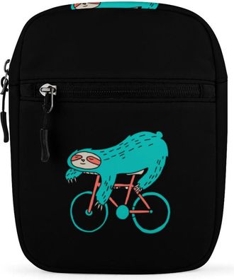 Generic Blue Sloth Rides A Bike Crossbody Bag Adjustable Satchel Cute Shoulder Bag Lightweight Sling Bags