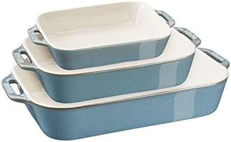 Zwilling Staub 3-piece Rectangular Ceramic Bakeware Set, Turquoise