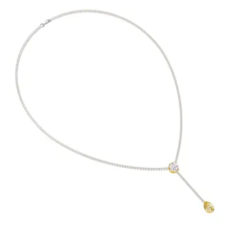 Diamond2Deal 925 Sterling Silver 7 Ct Round & Pear Lab Grown Diamond Drop Necklace 18