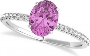 Allurez Pink Sapphire & Diamond Accented Oval Shape Engagement Ring Platinum (0.75ct)