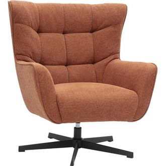 Miliboo Poltrona scandinava girevole in tessuto effetto velluto testurizzato terra bruciata e metallo AVERY