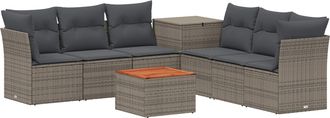 vidaXL Juego De Sof&aacute; 8 Uds. Gris Y Gris Oscuro Rat&aacute;n Sint&eacute;tico Y Acero Vidaxl
