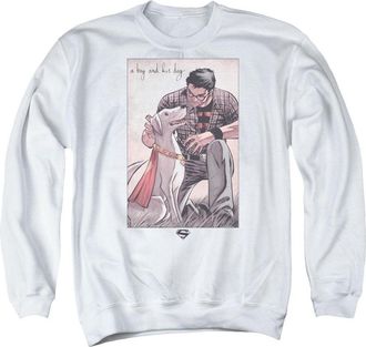 Gildan Superman Mans Best Friend Adult Crewneck Sweatshirt