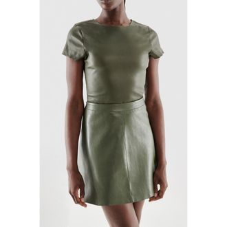 AS by DF Brando Stretch Leather Tee in Military Green at Nordstrom, Size X-Small