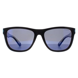 Polaroid Vierkant Unisex Mat Zwart Blauw Blauw Spiegel Gepolariseerd PLD 2138/S