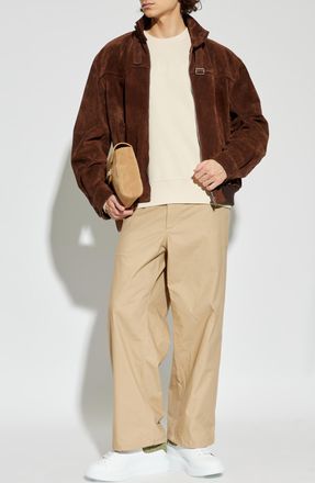 Alexander McQueen Sweatshirt With A Logo And Velvet Finish, Mens, Cream