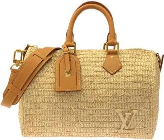 Louis Vuitton Pre-owned Speedy Bandouliere Raffia Boston Bag - Dames - Vintage Handtas - Beige - ONE Size - Vintage