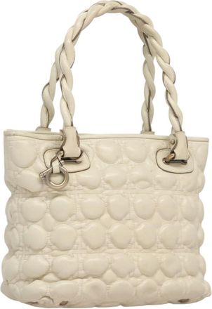 Ferragamo Gancini White Leather Handbag (Pre-Owned)