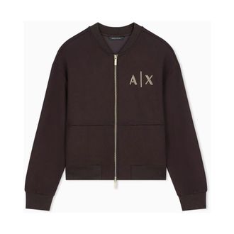A|X Armani Exchange Bomberjack in Scuba Viscose Stretch - Dames - Sweatshirts & Hoodies - Bruin - Maat: S Viscose