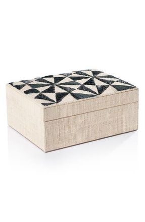 Zodax Tenerife Raffia Decorative Box in Beige/Black at Nordstrom Rack