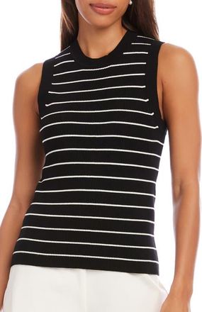 Karen Kane Stripe Rib Sweater Tank in Black/white Stripe at Nordstrom, Size X-Large