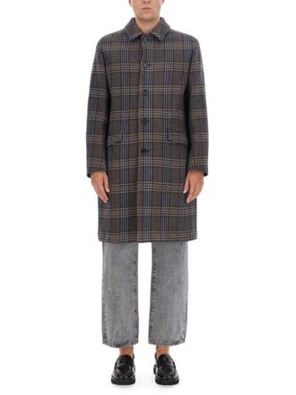 Etro Brown Plaid Wool Coat