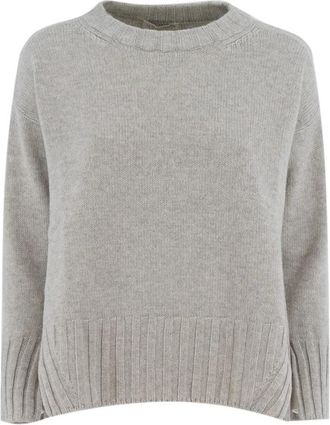 Le Tricot Perugia Wol Zijde Trui - Dames - Ronde hals truien - Grijs - XS - Wol - Truien & Vesten