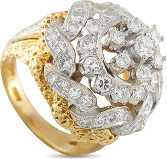 Luxury Bazaar 18K Yellow and White Gold 2.25 ct Diamond Statement Ring MF18-011526