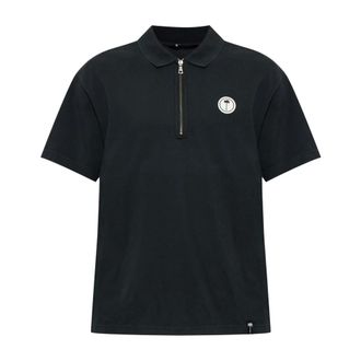 Palm Angels Polo in cotone con logo applicato - - Tops - Uomo - Blu - XS