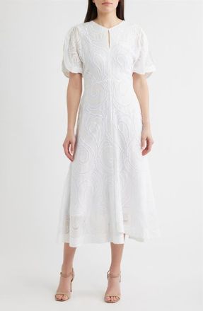 BOSS Denazal Embroidered Midi Dress in Soft Cream at Nordstrom, Size 10