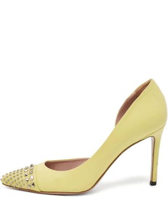 Gucci 95mm studded pumps - women - Leather/Leather/Leather - 36.5 - Yellow