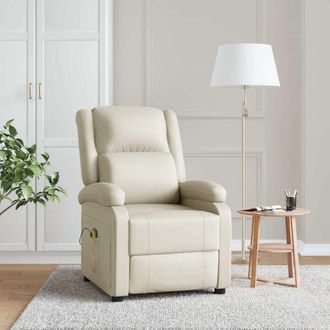 vidaXL Sill&oacute;n De Masaje De Cuero Sint&eacute;tico Blanco Crema Vidaxl