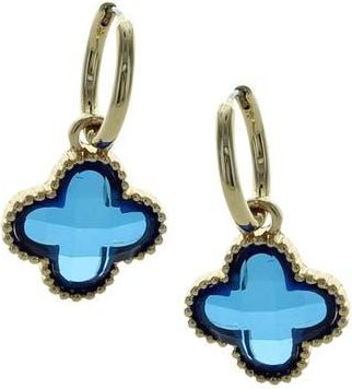 Olivia Welles Ayan Crystal Drop Huggie Hoop Earrings in Gold /Blue at Nordstrom Rack