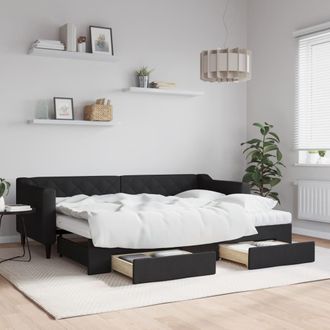 vidaXL Vidaxl - Sof&aacute; Cama Nido Con Cajones Tela Negro 80x200 Cm