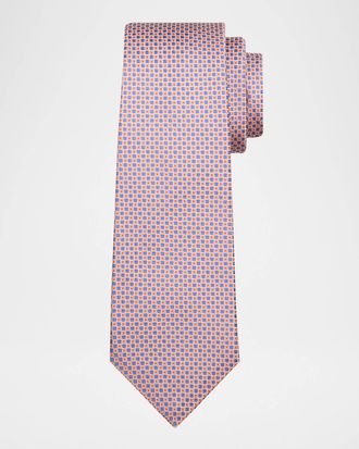Kiton Men & apos;s Micro-Geometric Silk 7-Fold Tie