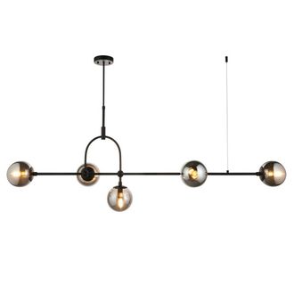Netlighting Trieste Bar Pendant Ceiling Light Matt Black Smoked Mirror Glass
