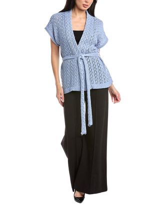 St. John Belted Wrap Cardigan