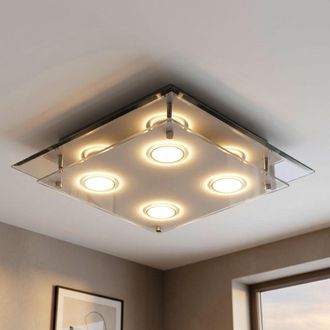 Esto Plafoniera Led 12 Watt Luce Cromo Vetro Design Bianco Satinato Plafonieraarena 9740030-4