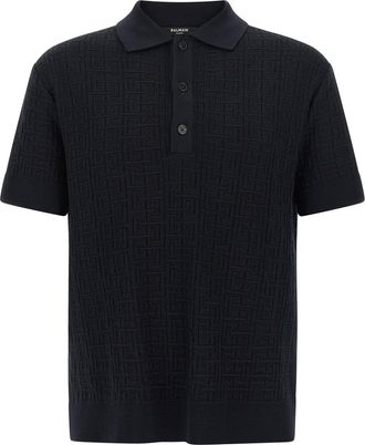 Balmain Monogram Polo Blue