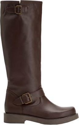 8 by YOOX LEATHER TALL BIKER BOOTS