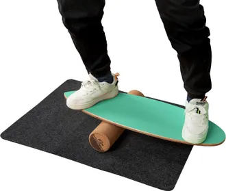 Costway Costway - Balance Board In Legno, Tavola Di Equilibrio Con Rullo E Tappetino Per Allenamento Skateboard Hockey Snowboard Surfing, Per Esercizi Equilib