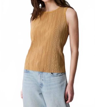 Calvin Klein Plisse Tank Top In Gold Ice/yellow