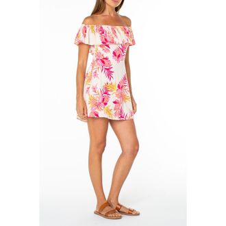 Roxy Clear Sky Off the Shoulder Mini Sundress in Dew at Nordstrom, Size Xx-Large
