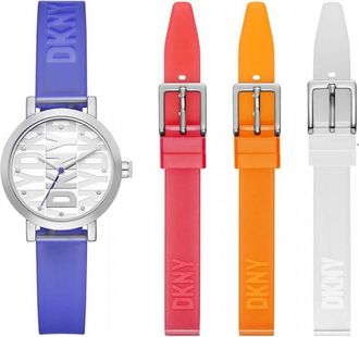 DKNY Womens NY6661SET Ladies Soho Watch and Straps Gift Set - Silver